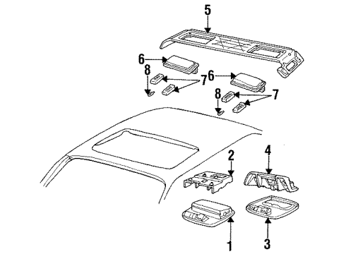 1993 Cadillac Fleetwood Console & Vanity Mirrors Diagram