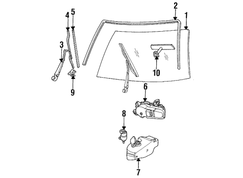 1990 GMC S15 Windshield Glass, Wiper & Washer Components, Mirrors & Visors Diagram