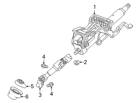 2012 Buick Verano Steering Column, Black Diagram for 39019171