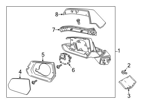 2015 Cadillac ELR Outside Mirrors Diagram