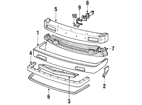 1987 Pontiac Bonneville Bumper Cover Diagram for 16518763