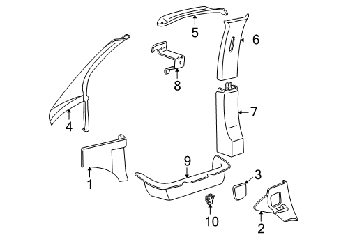 1997 Chevy Express 2500 Interior Trim - Pillars, Rocker & Floor Diagram
