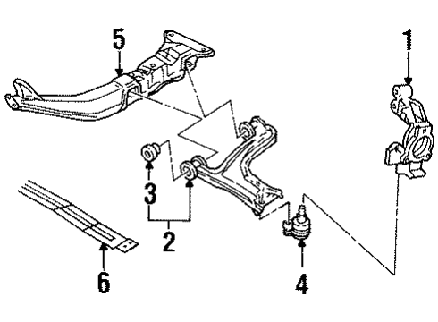1995 Oldsmobile Achieva Front Suspension Components, Lower Control Arm, Stabilizer Bar Diagram