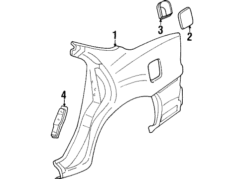 2000 Pontiac Grand Prix Quarter Panel & Components, Glass, Exterior Trim Diagram