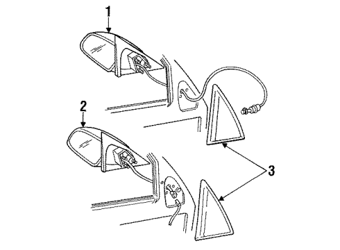 1996 Oldsmobile Achieva Mirror Assembly, Rear Passenger Side Diagram for 22658100