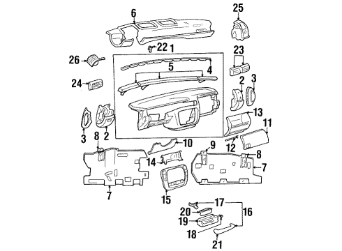 2001 Cadillac Catera Console Base, Beige Diagram for 9105079