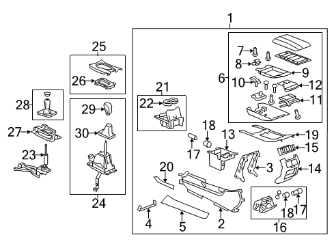 2011 Cadillac CTS Center Console, Front Console Diagram