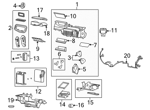 2008 Chevy Cobalt A/C Evaporator & Heater Components Diagram