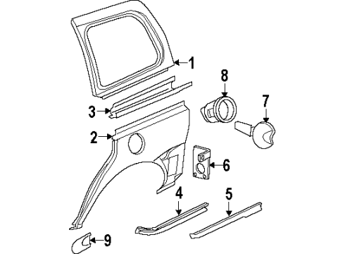 2002 Oldsmobile Silhouette Side Panel & Components Diagram