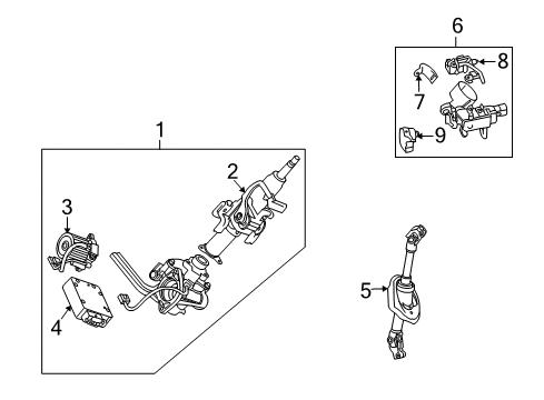 2008 Saturn Vue Steering Column, Steering Wheel & Trim Diagram 2 - Thumbnail