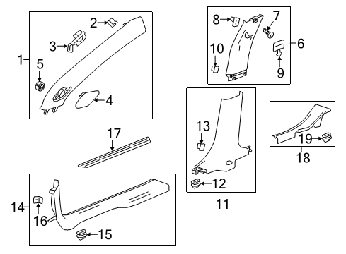 2018 Chevy Malibu Interior Trim - Pillars, Rocker & Floor Diagram