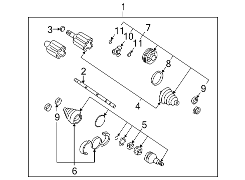 2000 GMC Jimmy Axle Shaft & Joints - Front Diagram