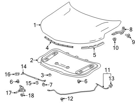 2018 Chevy Equinox Hood & Components Diagram