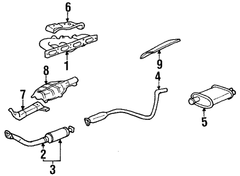 1995 Oldsmobile Achieva Muffler Diagram for 22592446