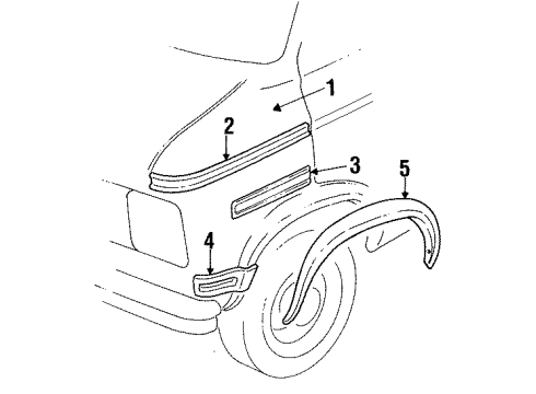1996 Chevy P30 Fender & Components, Exterior Trim Diagram