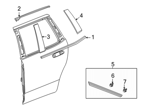 2021 GMC Yukon XL Exterior Trim - Rear Door Diagram