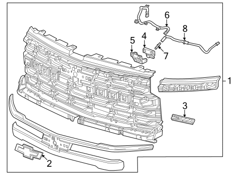 2022 Chevy Silverado 1500 LTD Grille & Components Diagram 9 - Thumbnail