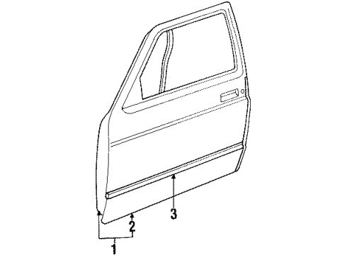 1991 Chevy S10 Blazer Side Molding, Passenger Side Diagram for 15630038