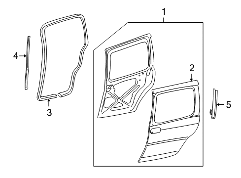 2006 Chevy Uplander Side Loading Door - Door & Components Diagram