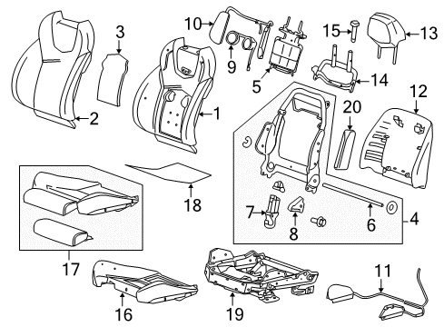 2011 Cadillac CTS Driver Seat Components Diagram