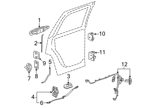 2007 Cadillac Escalade EXT Rear Door - Lock & Hardware Diagram