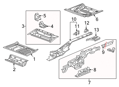 2016 Buick Envision Rear Body - Floor & Rails Diagram