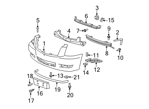 2008 Cadillac Escalade ESV Front Bumper Diagram