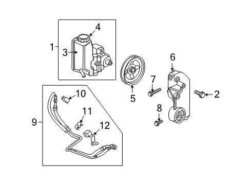 2009 Hummer H3T P/S Pump & Hoses, Steering Gear & Linkage Diagram