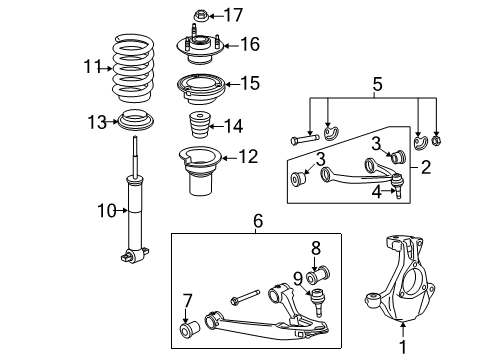 2007 Chevy Silverado 1500 Upper Control Arm, Passenger Side Diagram for 25812726