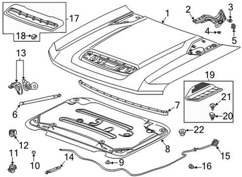 2020 Chevy Silverado 2500 HD Hood & Components Diagram