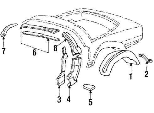 1990 Chevy Corvette Wheelhouse, Driver Side Diagram for 14104591