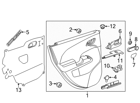 2014 Chevy Sonic Interior Trim - Rear Door Diagram
