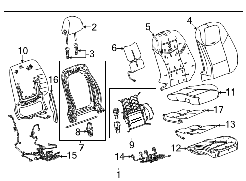 2013 Cadillac ATS Passenger Seat Components Diagram