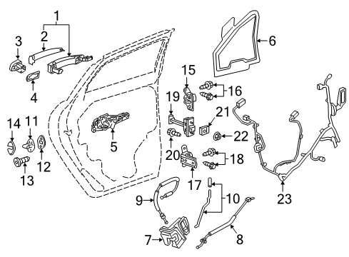 2018 Cadillac XT5 Rear Door - Lock & Hardware Diagram