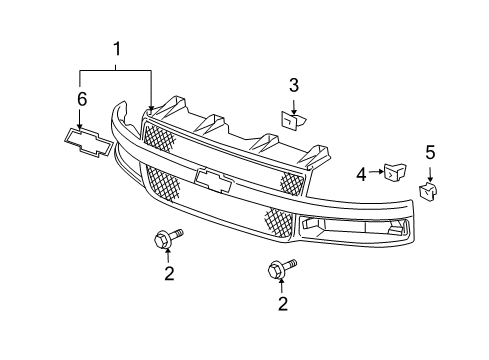 2007 Chevy Express 3500 Grille & Components Diagram