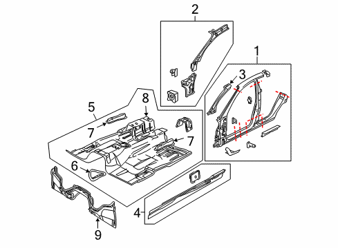 2004 Pontiac GTO Floor Pan Diagram for 92123108