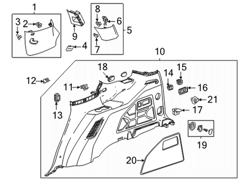 2023 Cadillac Escalade ESV Interior Trim - Quarter Panels Diagram