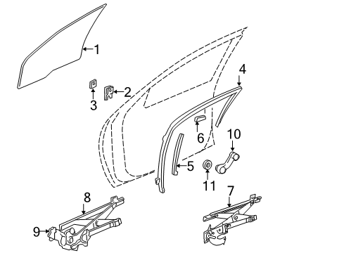 2002 Chevy Cavalier Front Door - Glass & Hardware Diagram