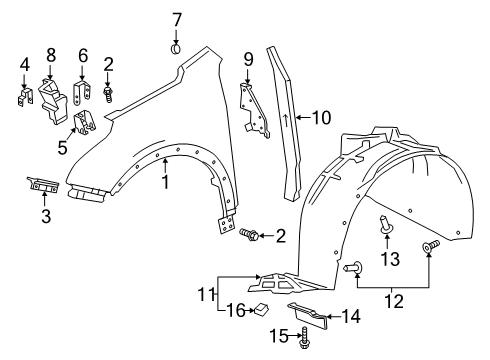 2024 Cadillac XT4 Fender & Components Diagram