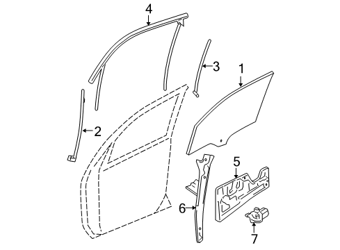 2007 Chevy Equinox Front Door - Glass & Hardware Diagram