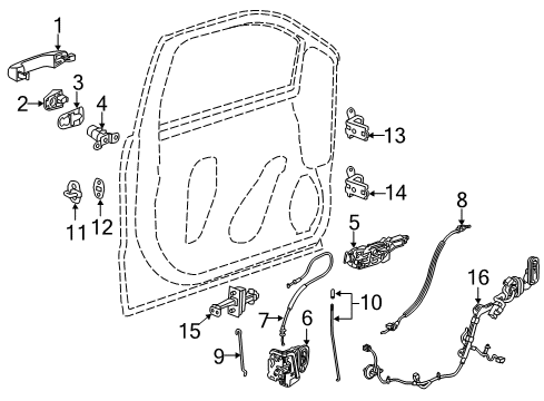 2016 GMC Sierra 2500 HD Front Door - Lock & Hardware Diagram