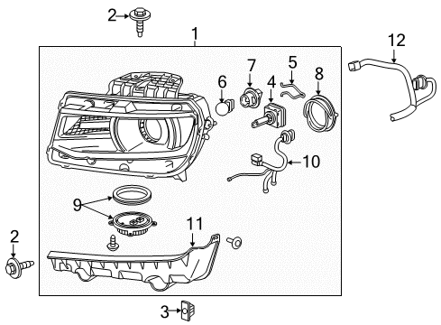 2014 Chevy Camaro Headlamp Assembly, Driver Side Diagram for 23398037