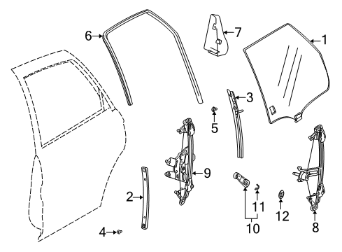 2001 Saturn LW300 Rear Door - Glass & Hardware Diagram