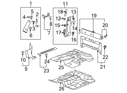 2007 Chevy Silverado 3500 HD Door Trim Panel Retainer Diagram for 15986673