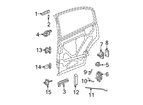 2006 Saturn Ion Rear Door - Lock & Hardware Diagram