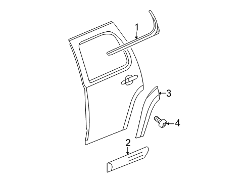2007 GMC Yukon Exterior Trim - Rear Door Diagram
