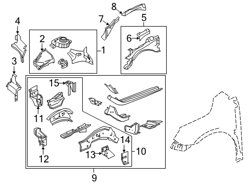 2011 Buick LaCrosse Structural Components & Rails Diagram