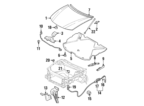 2000 Pontiac Grand Prix Hood & Components Diagram