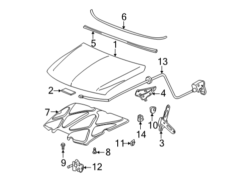 2001 GMC Sierra 3500 Hood & Components Diagram