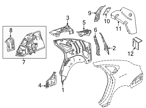 2019 Chevy Impala Inner Structure - Quarter Panel Diagram